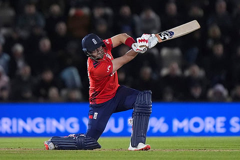 England vs Australia 1st T20I: England's Liam Livingstone hits a four